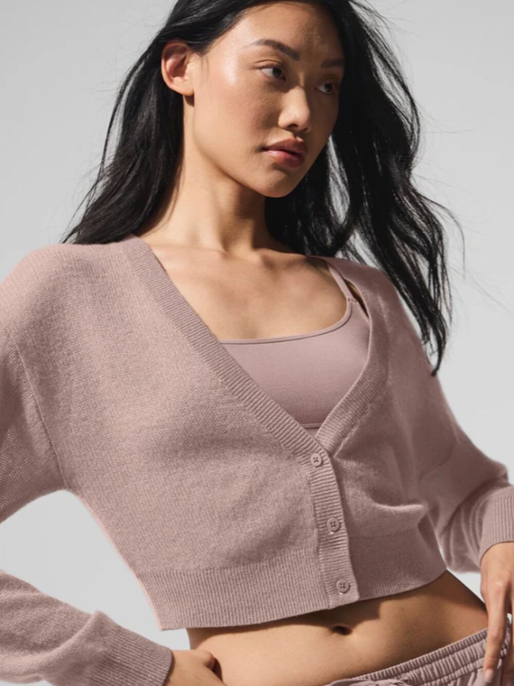 alo yoga Sheer Cashmere Cropped Cardigan